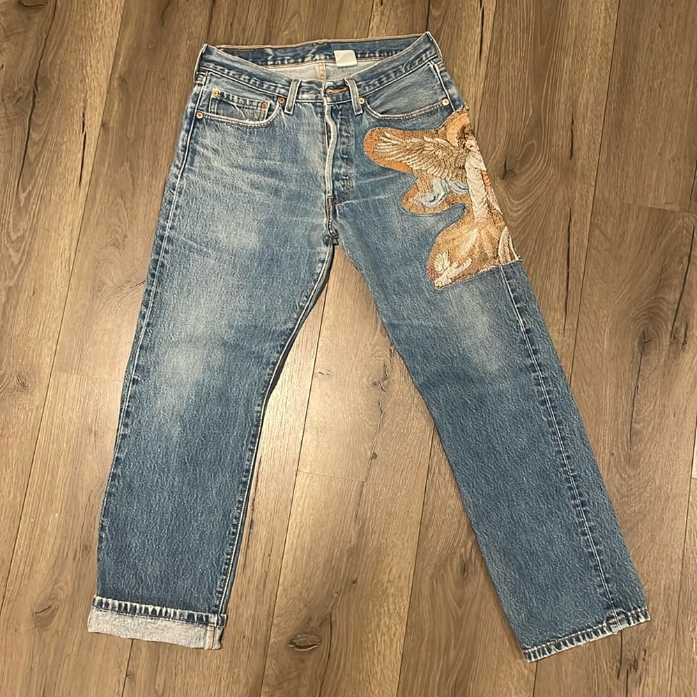Hand Made Angel design on Levi’s
